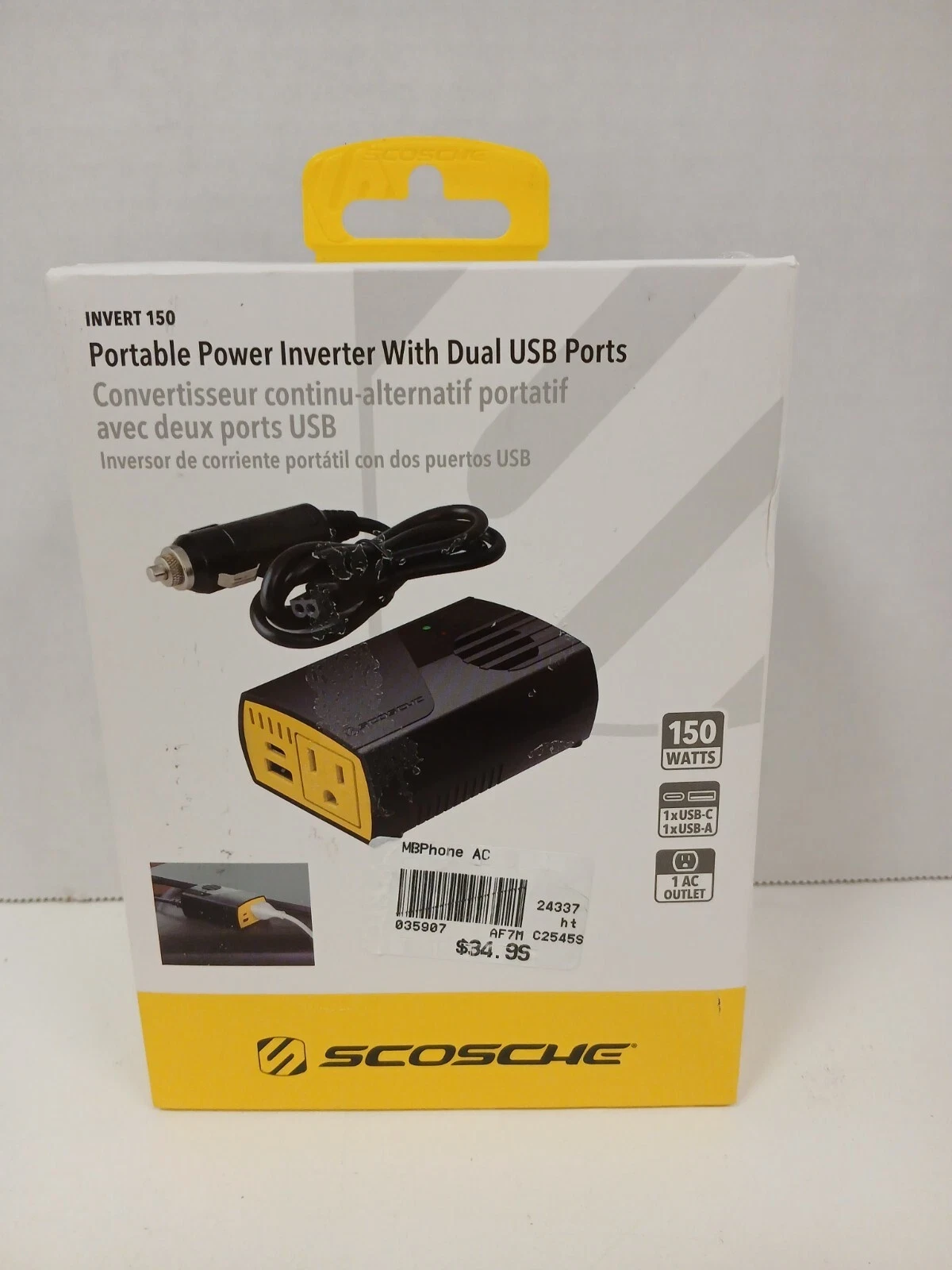 Scosche 150W Portable Power Inverter For Car With Box