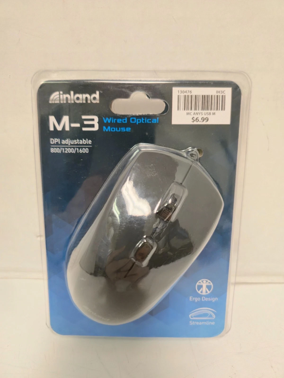 Inland M3 Wired Optical Mouse - Black