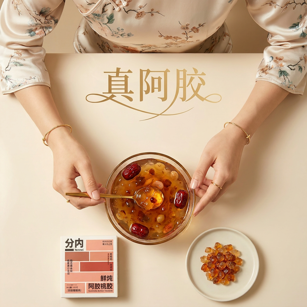 鲜炖阿胶桃胶