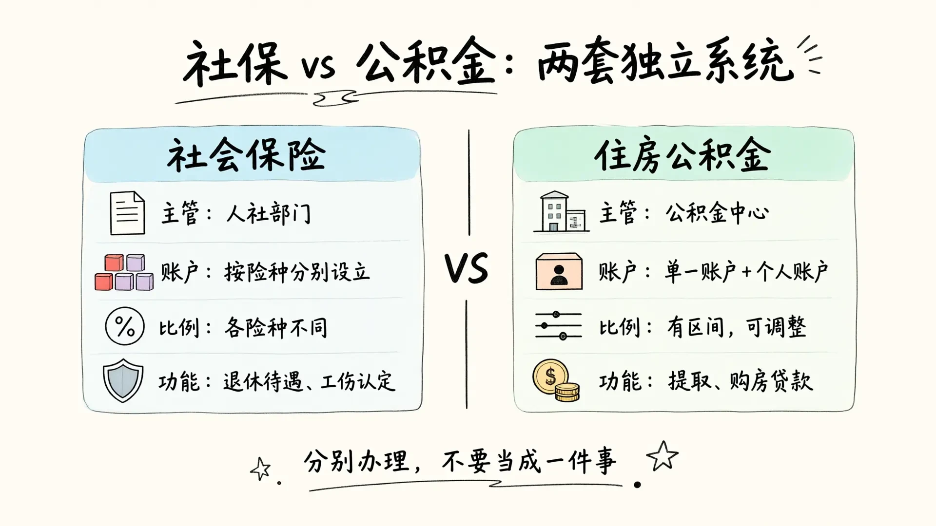 社会保险与住房公积金的核心差异对比