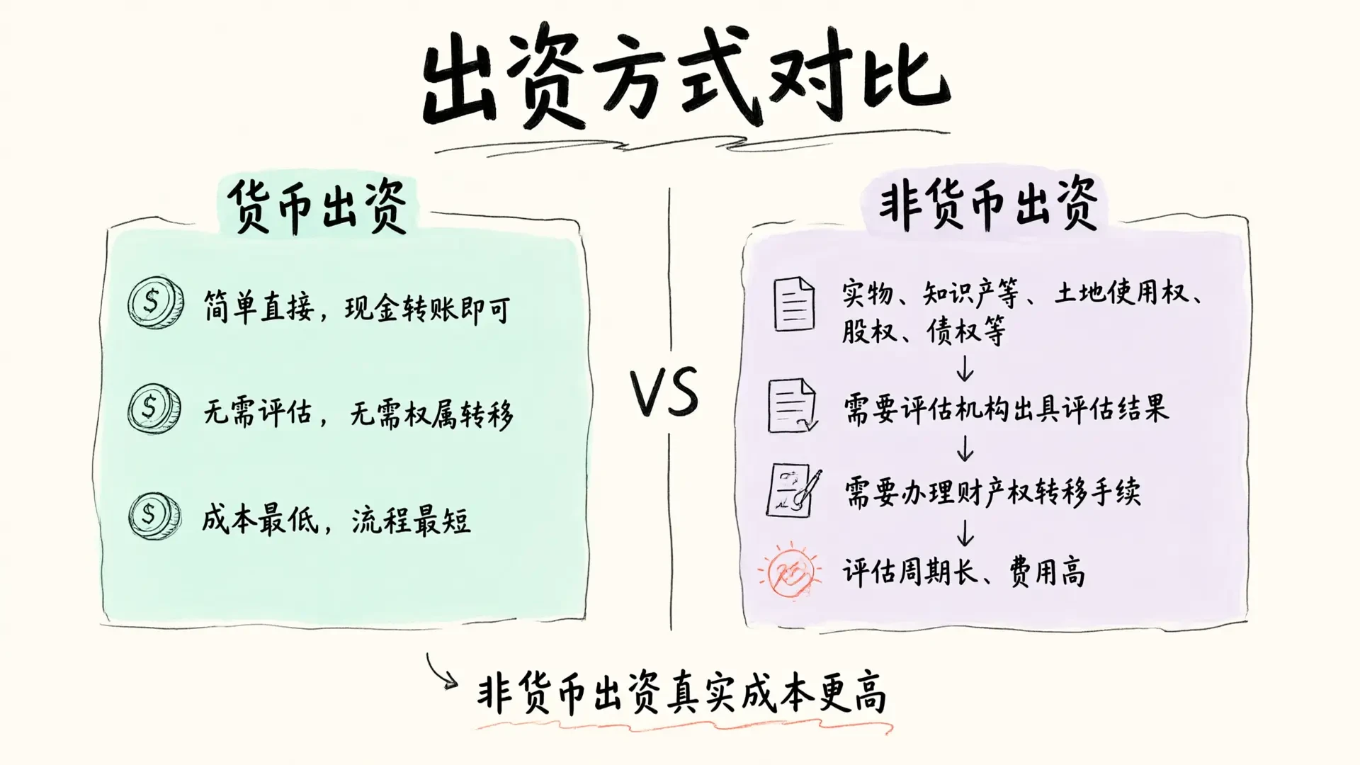 出资方式对比
