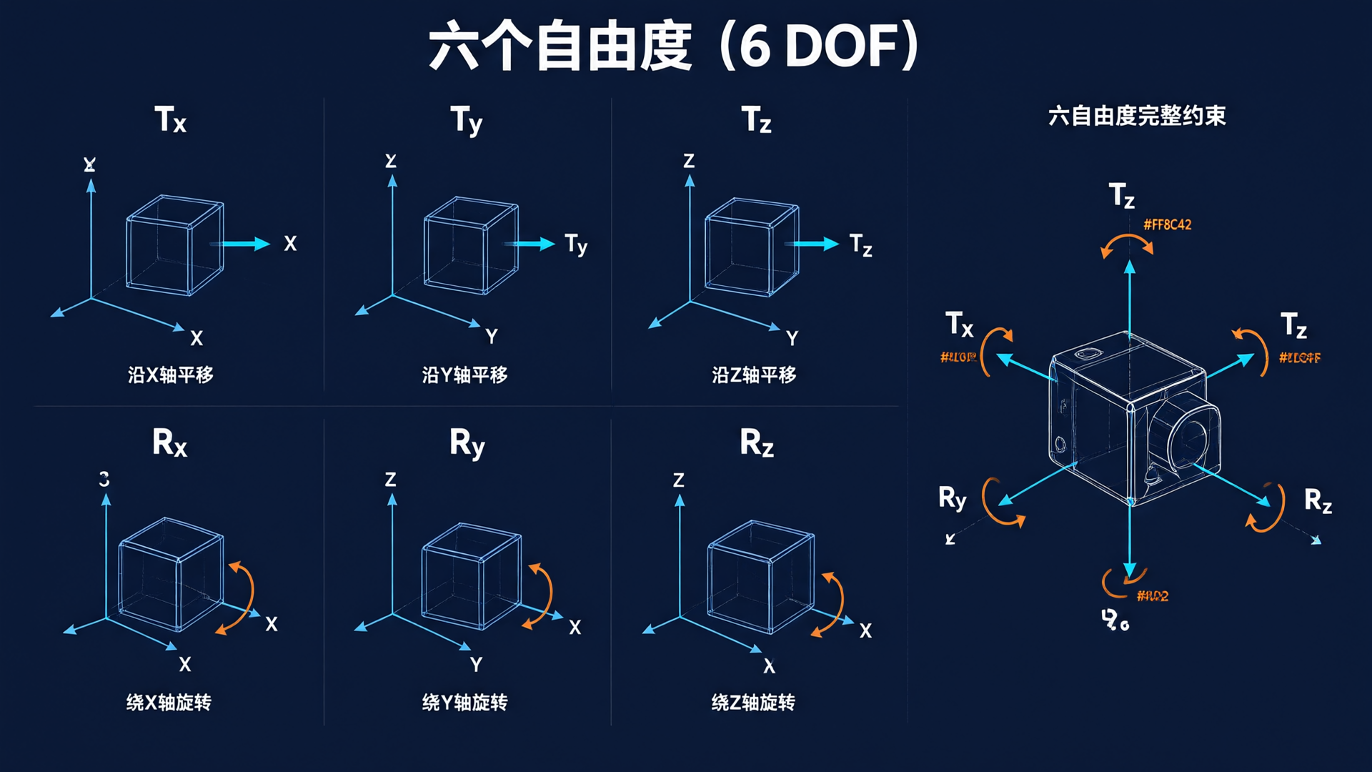 Concept diagram of six degrees of freedom
