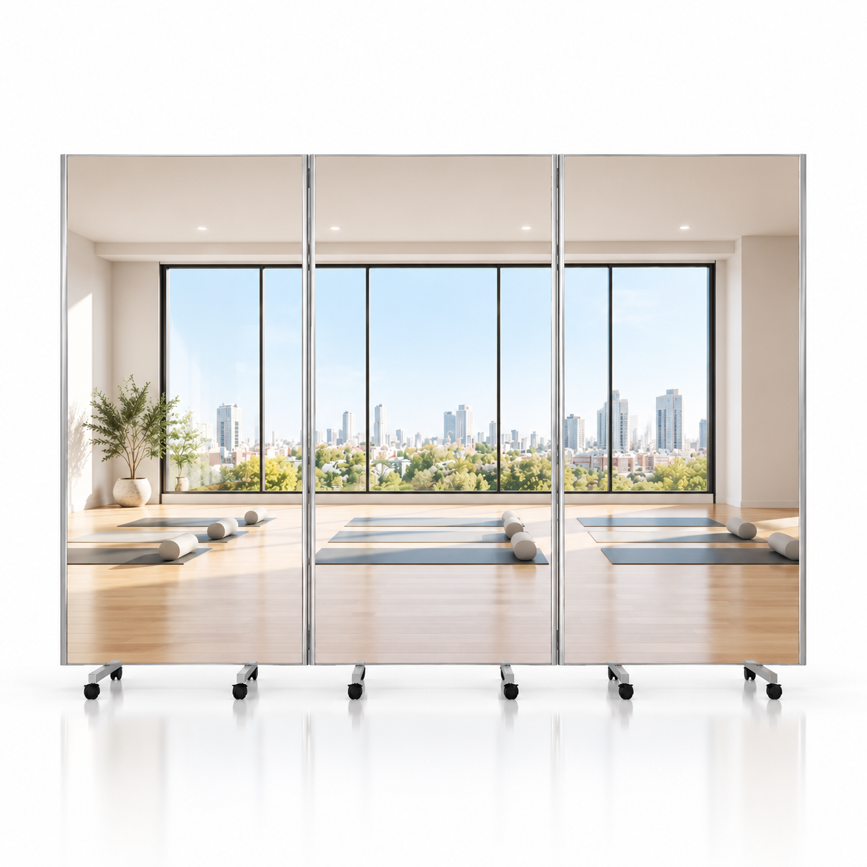 Rollaway Glassless Mirror Partition - NovaSafe nanomirror product