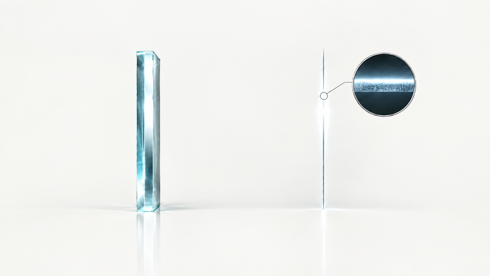 Comparison of 3mm ordinary glass mirror and 0.04 millimeter nano mirror, 75x thinner nano thin-film optical mirror