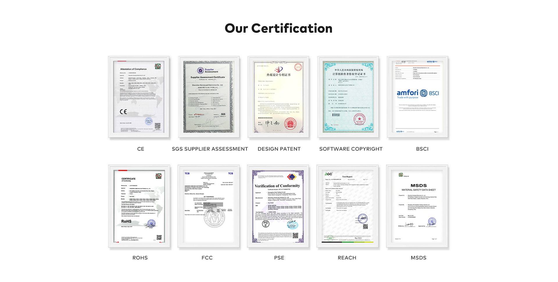 Our Certification