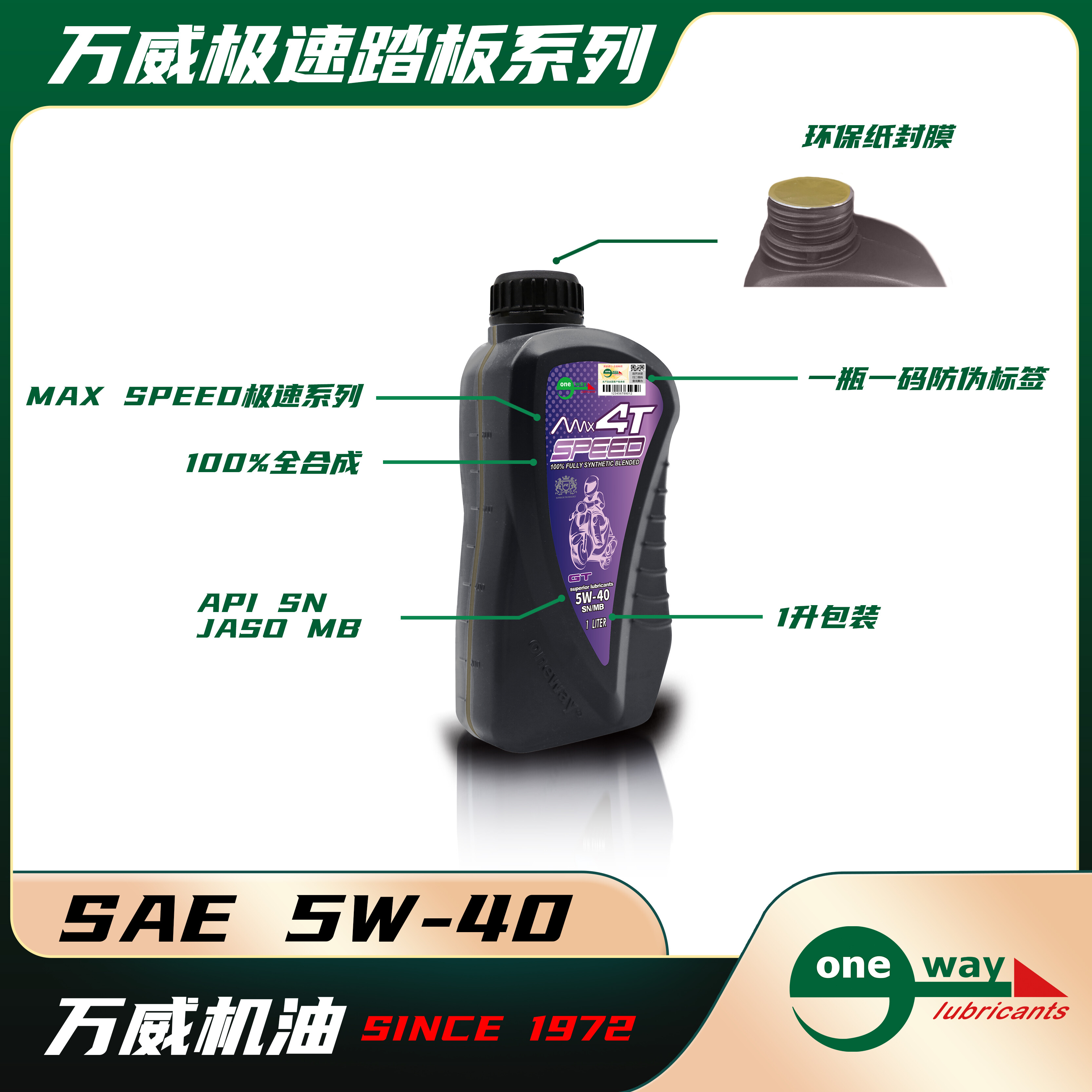 万威极速踏板全合成机油 5W-40