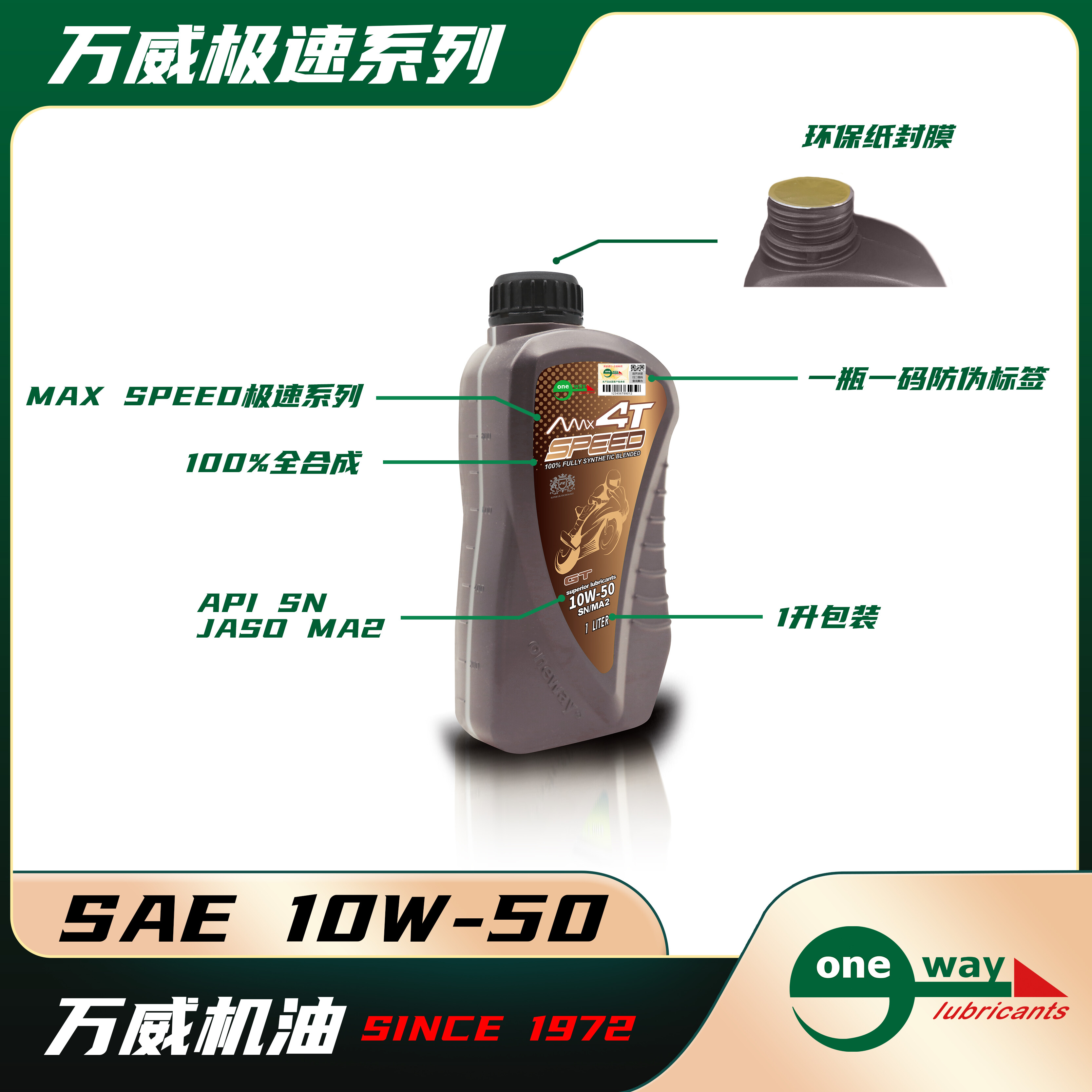 万威极速跨骑全合成机油 10W-50