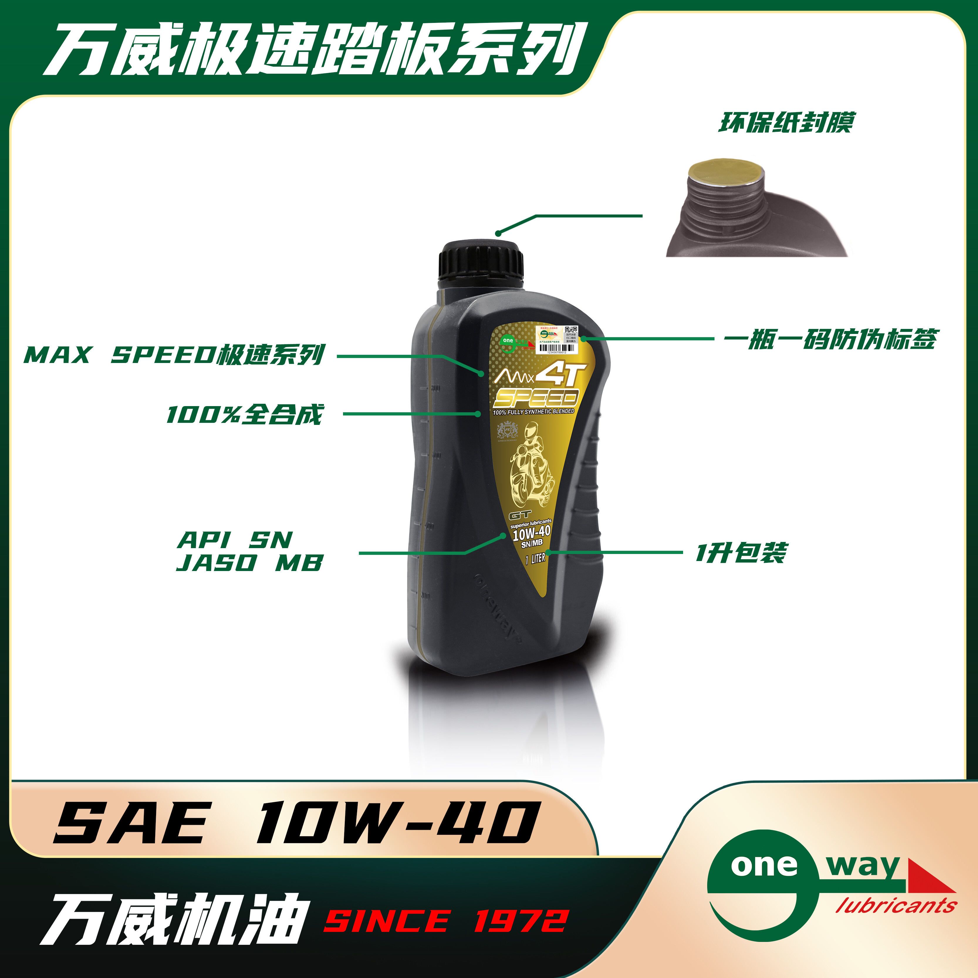 万威极速踏板全合成机油 10W-40