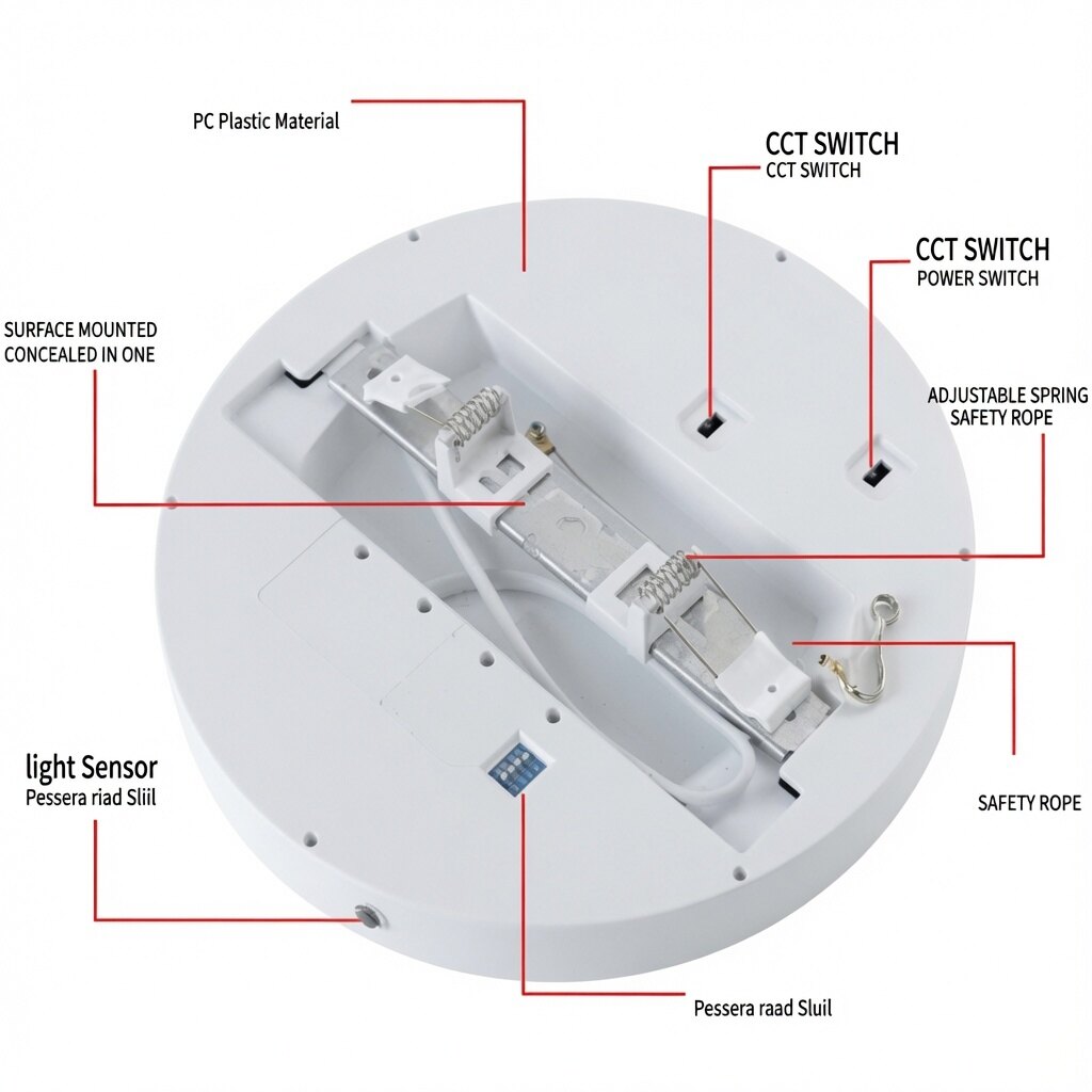 TENCLOCK D26 Series Surface Mounted LED Ceiling Light (Round & Square) - 3CCT Selectable + Power Adj - Thumbnail 4