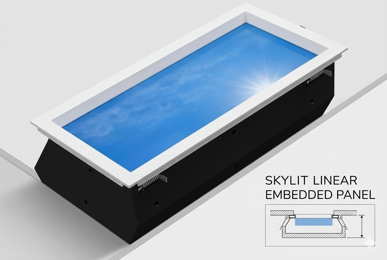 Smart Square Blue Sky LED Skylight, Artificial Sunlight Ceiling Light with Deep Recessed Box - Image 1