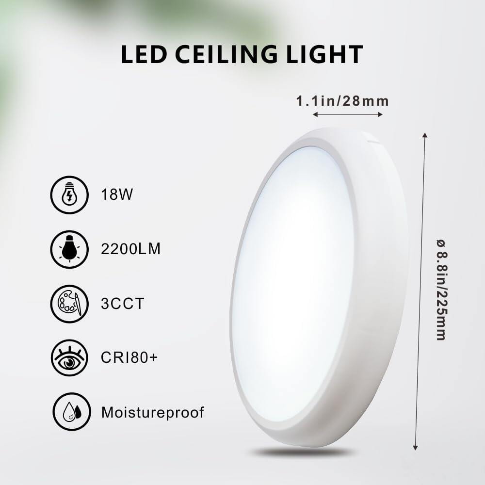 IP65 IK10 LED Ceiling Light - 3CCT panel light - Image 1
