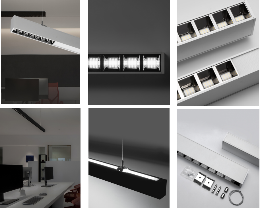 A5075-UF Series Architectural LED Linear Pendant Light with Anti-Glare Louver - Thumbnail 2