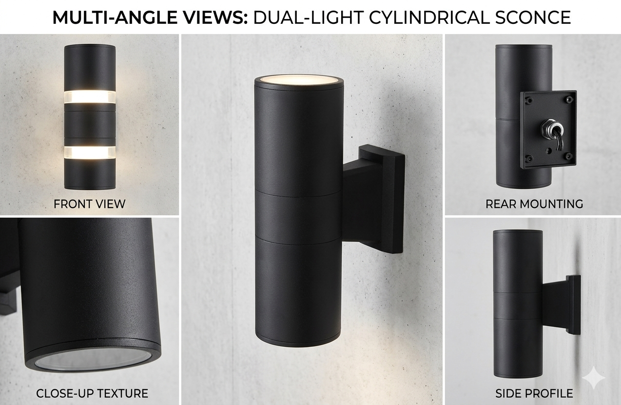 Modern Up and Down Outdoor Wall Sconce,  Cylinder Porch Light, Exterior Dual-Light Wall  - Image 1