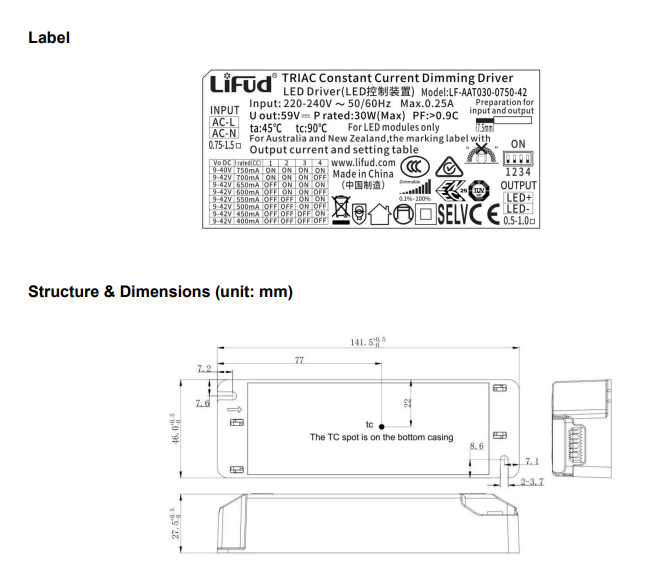  LED driver with Triac dimming function  DIP switch LF-AATXXX -  series - Thumbnail 5