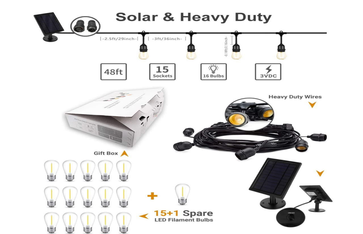  Solar Powered Waterproof Outdoor LED String Lights - Thumbnail 4