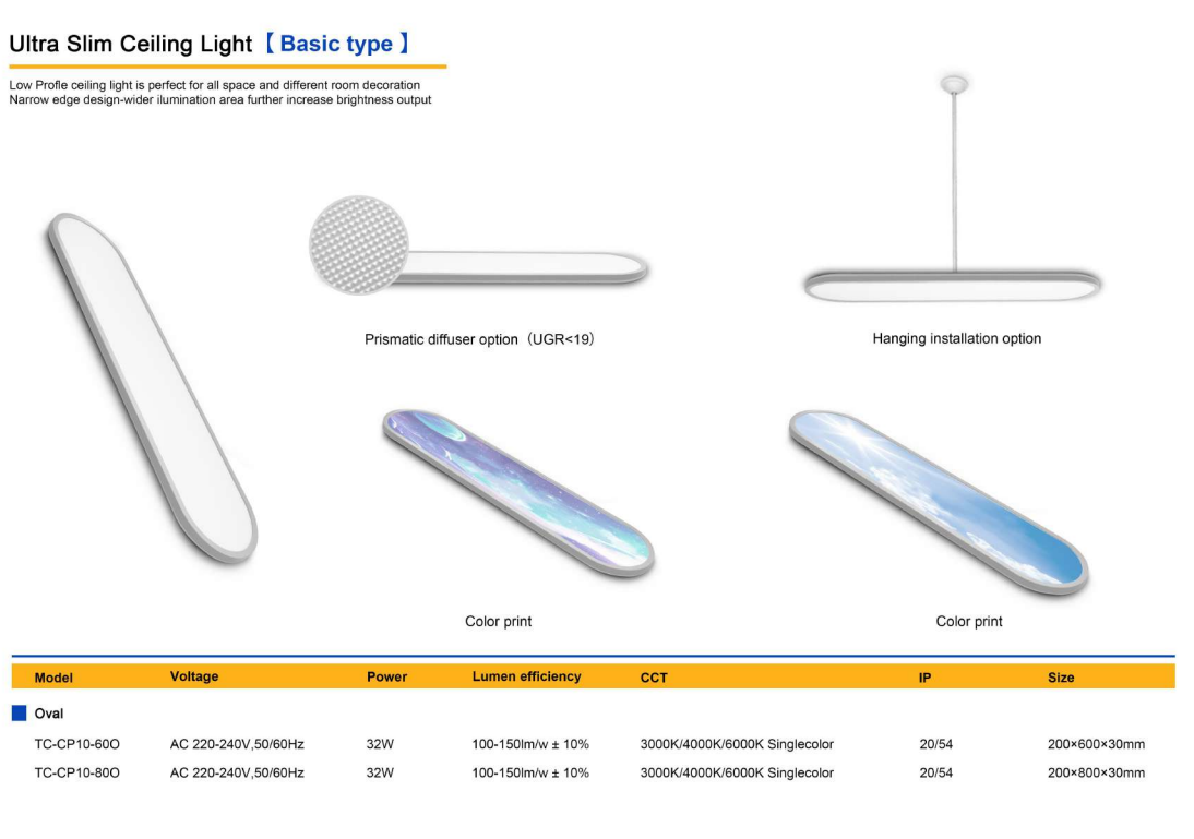 Modern Oval LED ceeling panel - Ultra Slim Ceiling Light Color print - Thumbnail 2