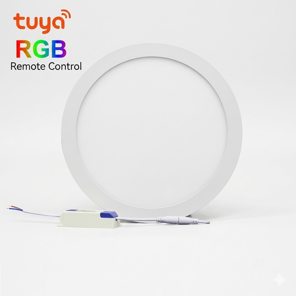 Tuya WiFi Smart RGB+CCT LED Panel Light, Round Recessed Ceiling Lamp - Image 1