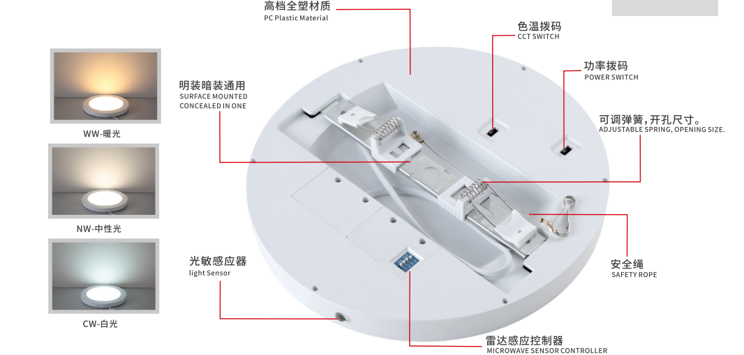  TC-XJ-LDS  2-in-1 Recessed Surface LED Panel Light with CCT and Power Selectable Switch With Sensor - Thumbnail 3