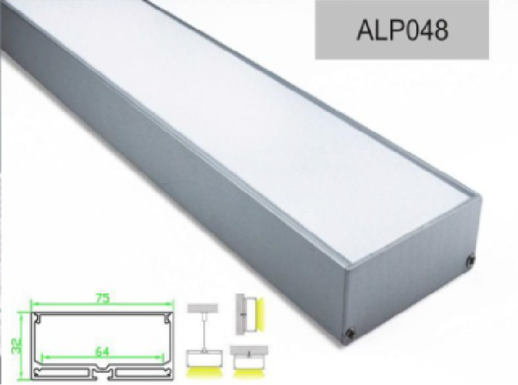 LED Linear Light, Aluminum Profile Pendant Ceiling Fixture,  Suspended & Surface Mounted