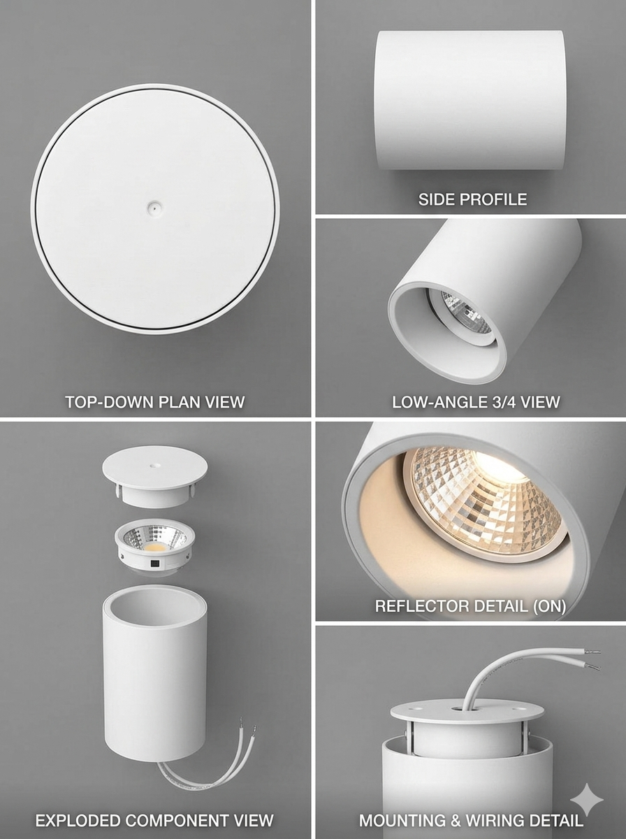 Anti-Glare Round Downlight Surface Mounted LED Spotlight - Thumbnail 4
