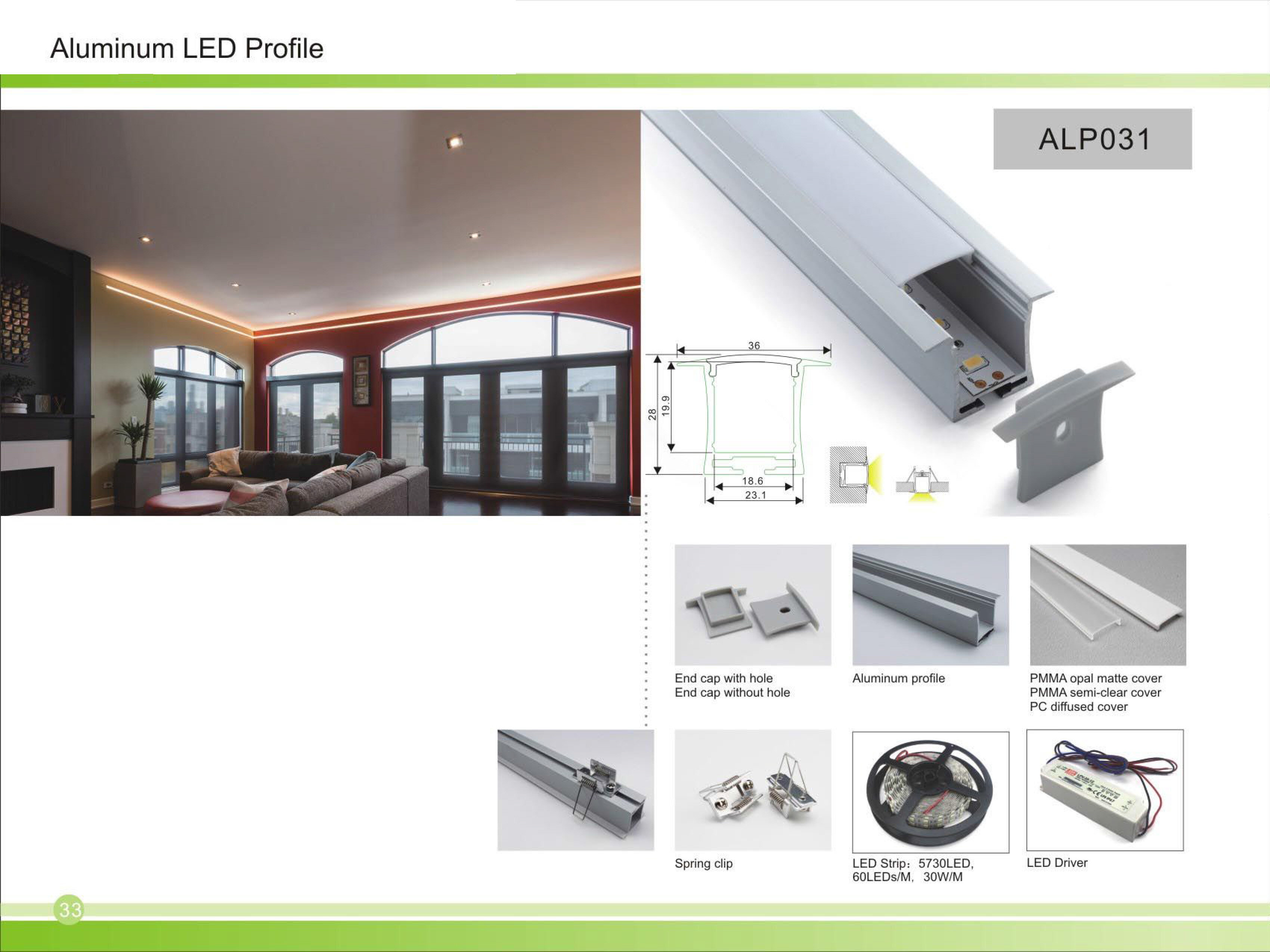 Recessed Aluminum LED Profile Wide Flanged Architectural Linear Lighting Channel with Diffuse - Thumbnail 4