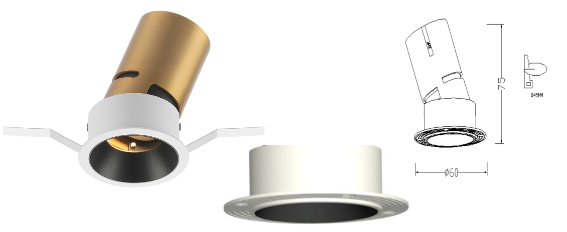 L- Series  Adjustable Recessed LED Spotlight - Anti-Glare Deep Baffle Directional Downlight  - Thumbnail 5