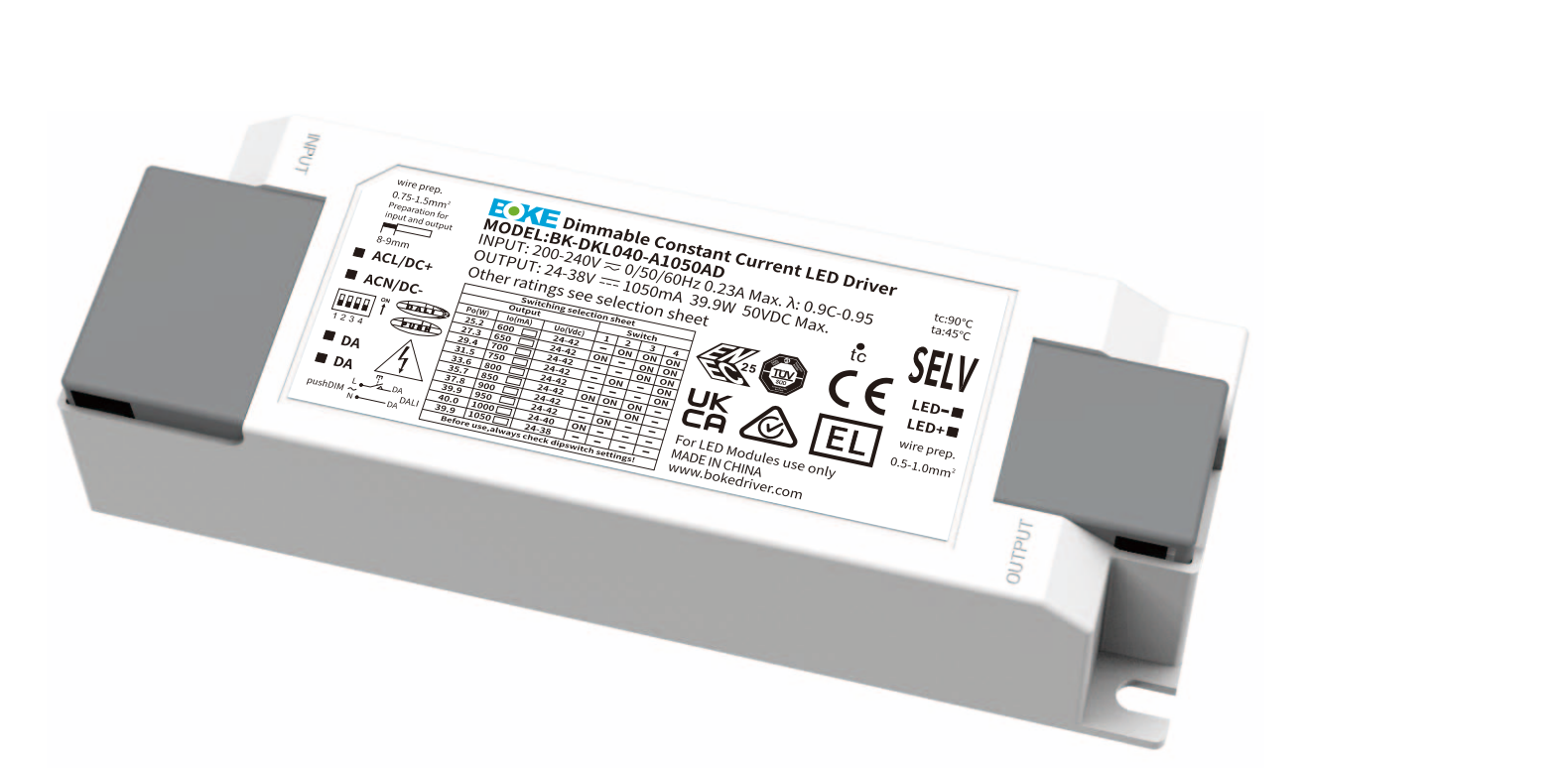 Constant current independent dimmable driver BK-DKLXXX Series (DALI-2+pushDIM)