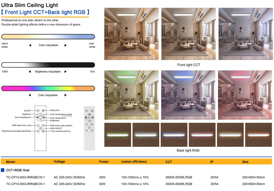 Modern Oval LED  celing panel - Ultra Slim Ceiling Light  3CCT - Thumbnail 5