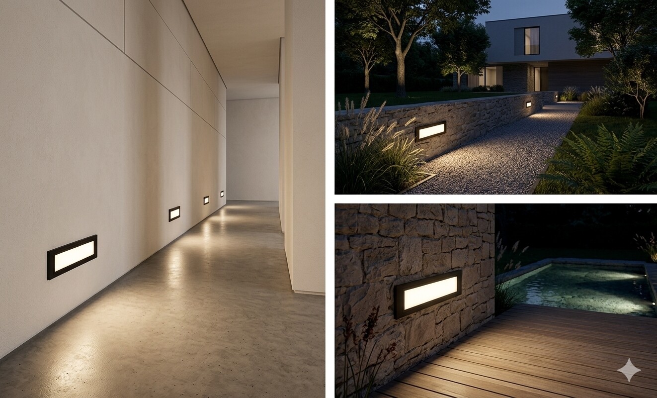 Modern Recessed LED Step Light - IP65 Waterproof Rectangular Wall Sconce - Thumbnail 7