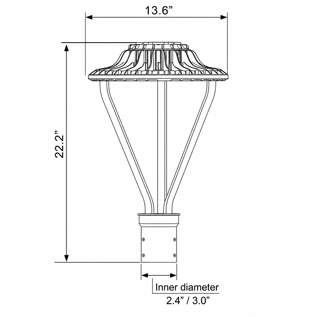 Outdoor LED Post Top Light, 100W/150W White UFO Circular Garden Yard Light, IP65 Waterproof  - Thumbnail 5