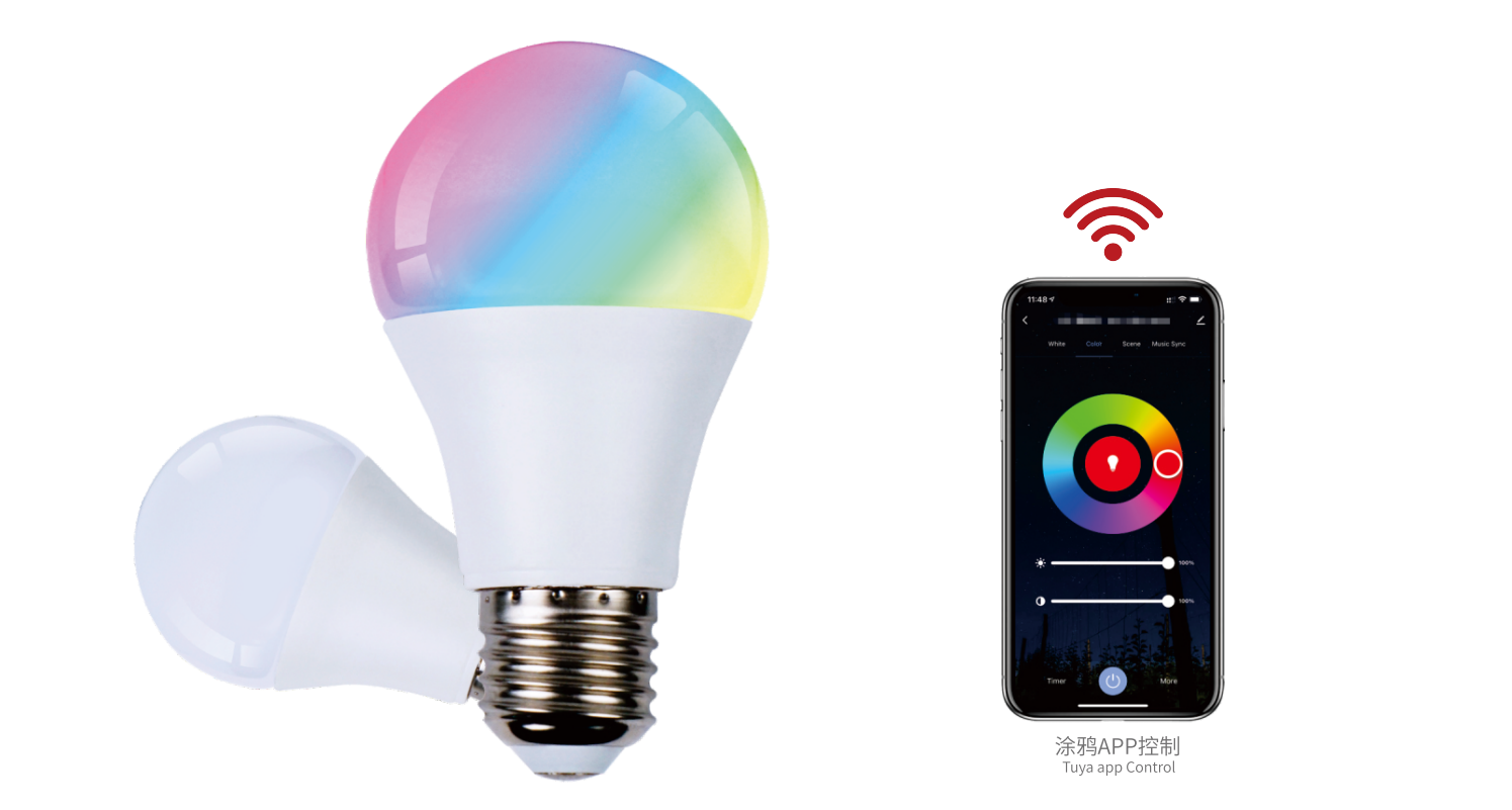 Tuya Smart Bulb Light, WiFi RGB+CCT Color Changing LED Light Bulb - Thumbnail 2