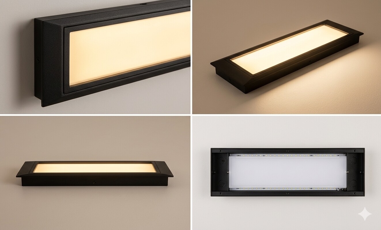 Modern Recessed LED Step Light - IP65 Waterproof Rectangular Wall Sconce - Thumbnail 2