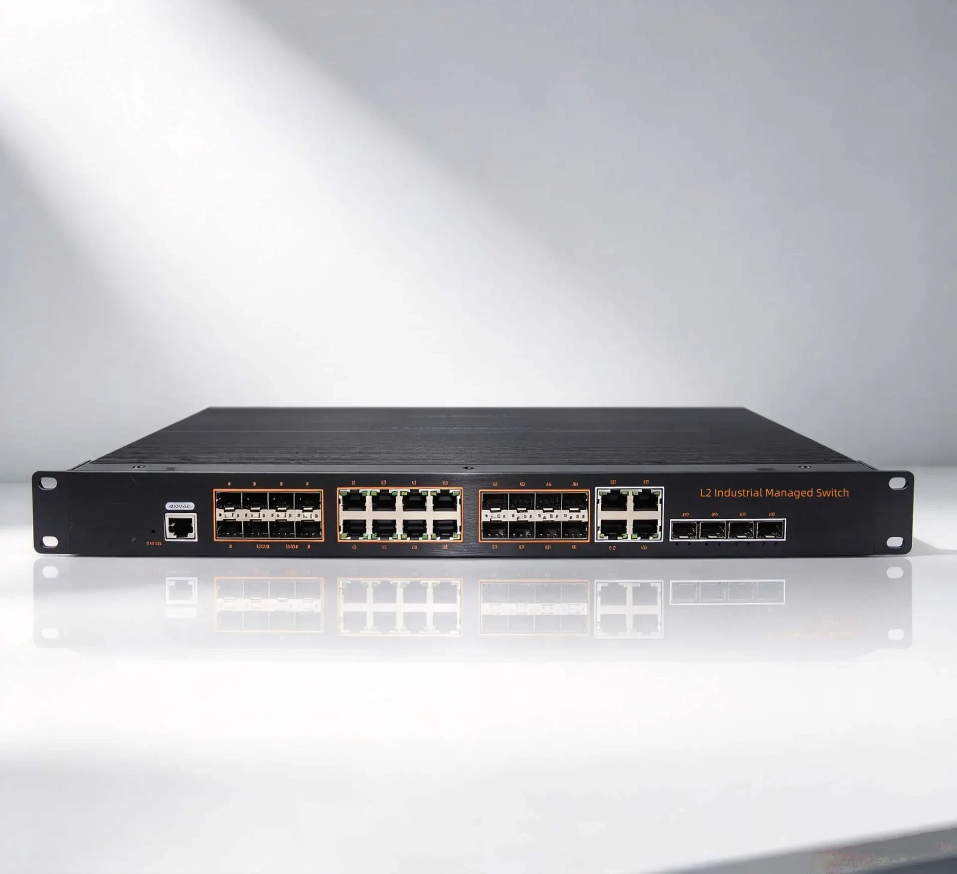 16 Port full optical L2 Industrial Switch+8G RJ45+4G combo,Rack mount