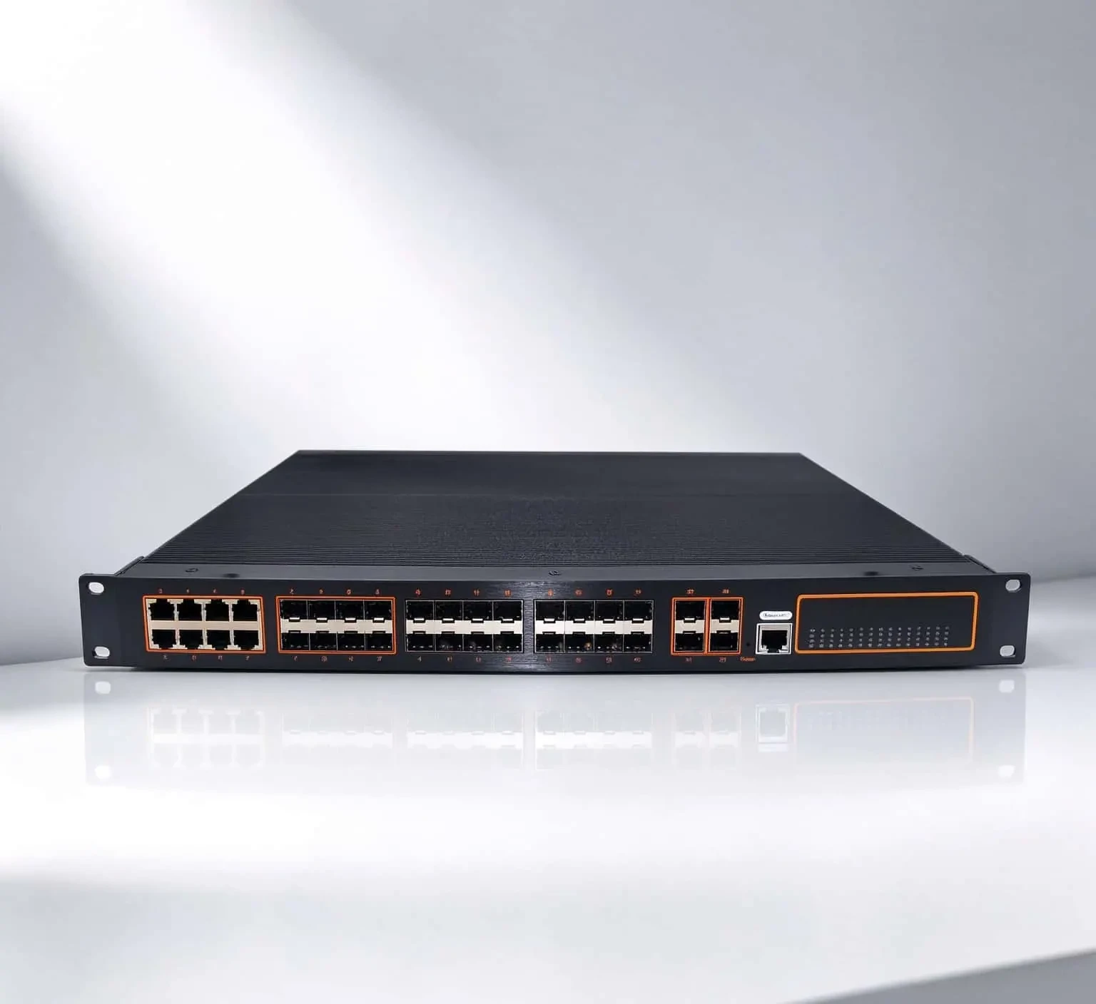 24 Port full optical L3 Managed Industrial switch+4*10G SFP+,Dual Power