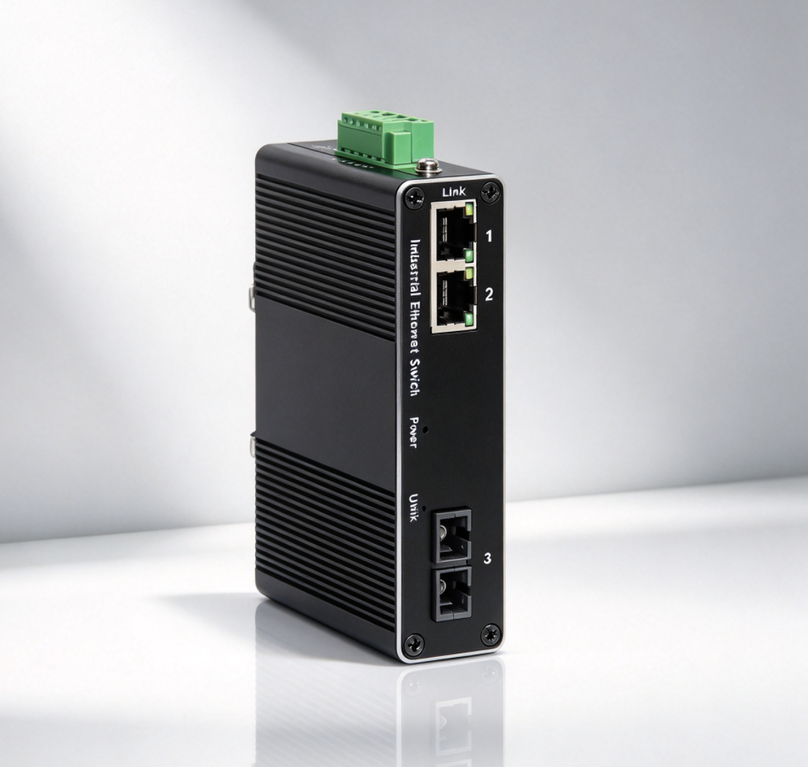 2 Port Industrial media converter+1 optical 10/100 2
