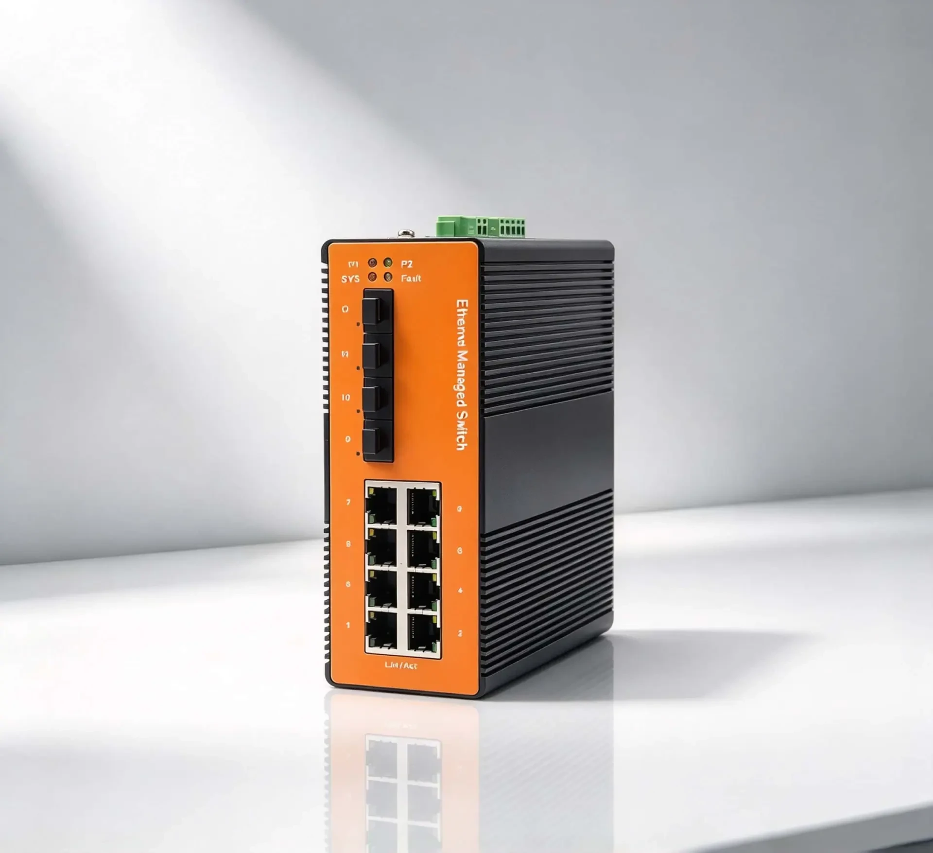 8 Port L2 Managed Industrial Switch+4G SFP, DDM, relay out