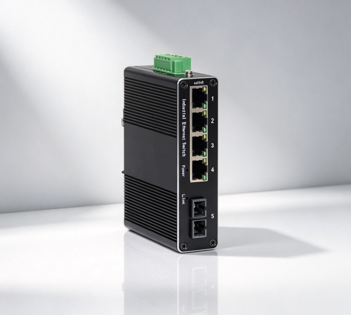 4 Port Industrial switch+1SFP 10/100 Media converter 2