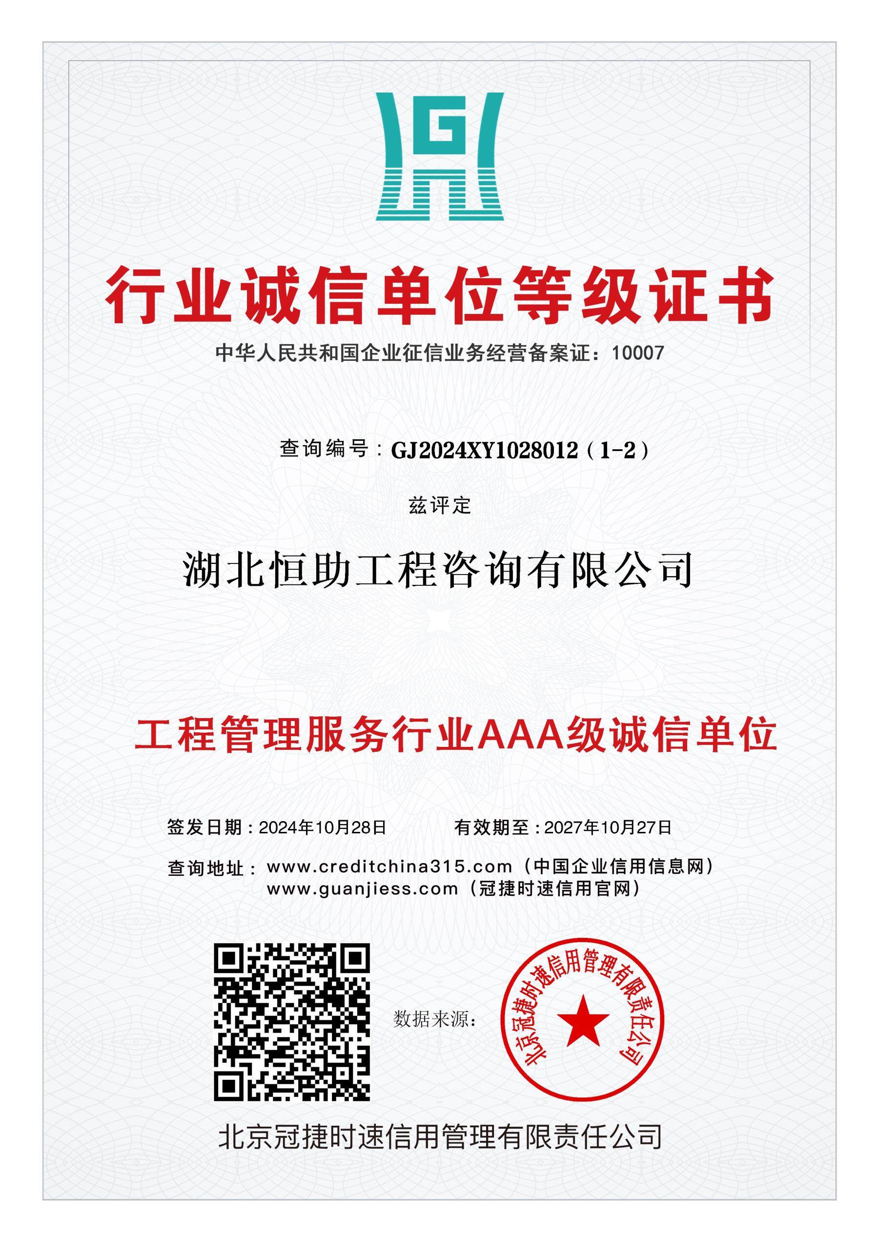Certificate of Honorable Industry Integrity Level