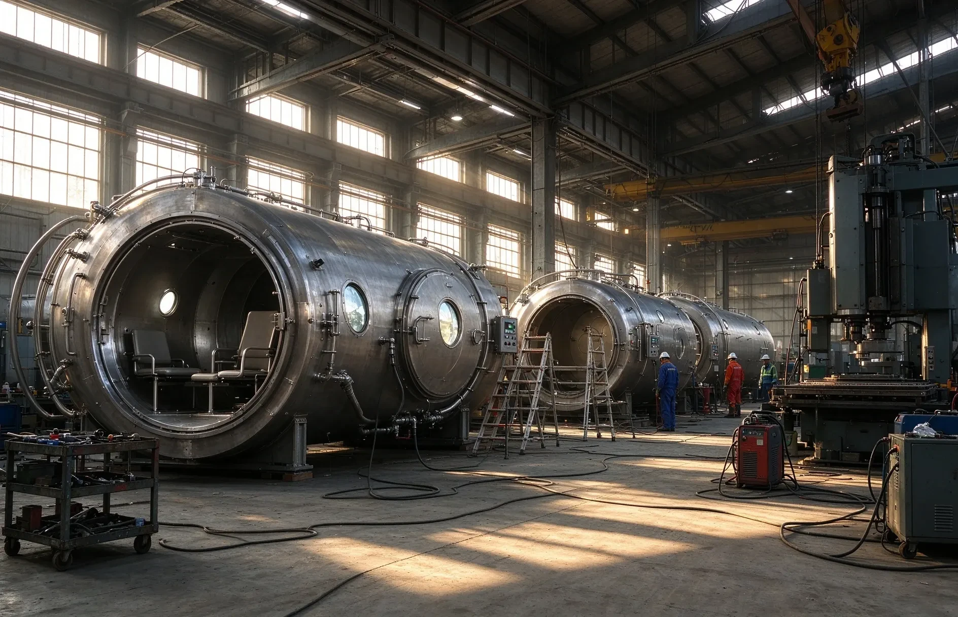 Wide view of the chamber fabrication workshop