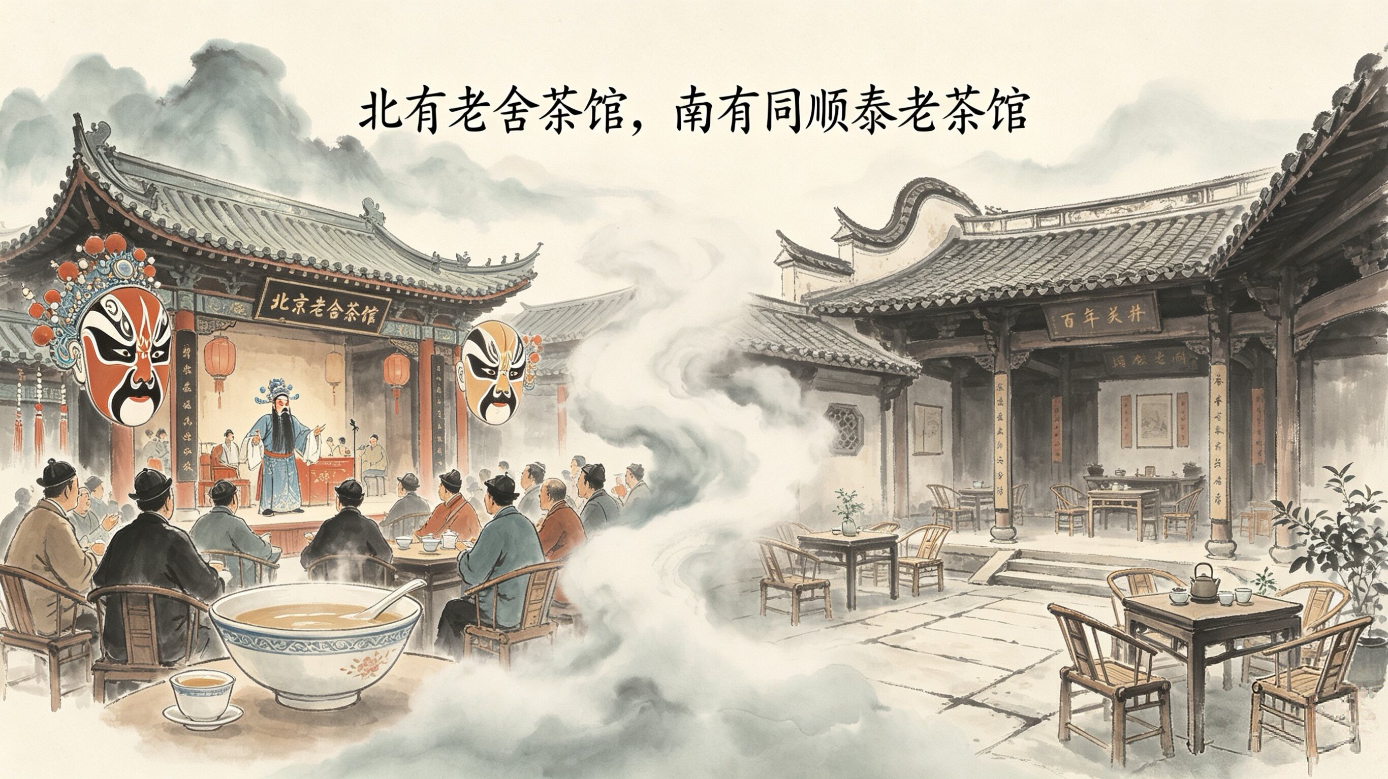 Old She's Teahouse in the North, Tongshuntai Old Teahouse in the South: Two historic teahouses that tell China's story through time and tea aroma.