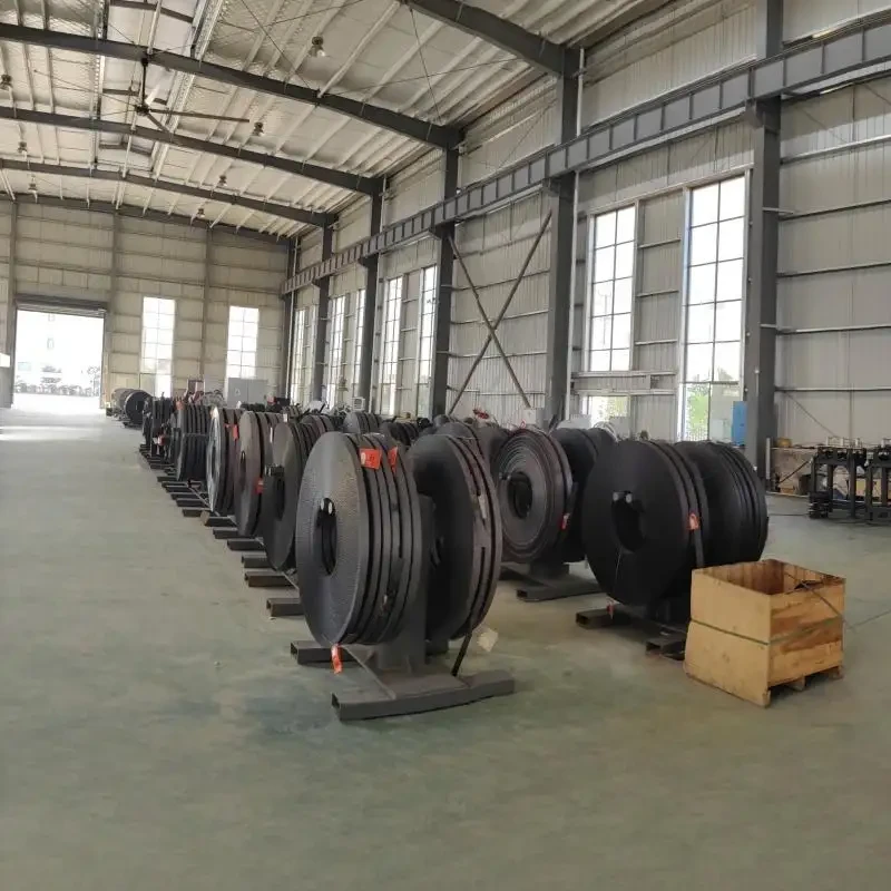 Bandsaw blade coils prepared for shipment in the warehouse