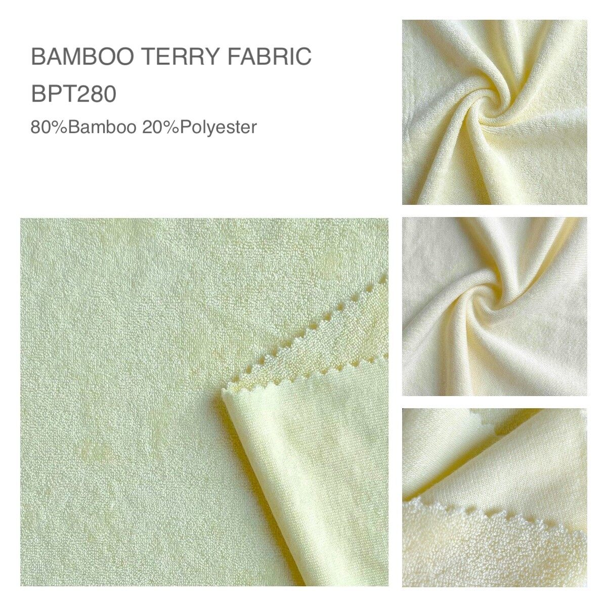 80% Organic Bamboo 20% Polyester Knitted Terry 260GSM 150cm - BPT260