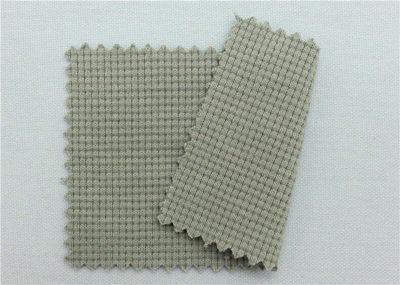 84% Cotton 16%polyester Waffle Jacquard Double Sided Knit Fabric 420GSM 180cm - View 2