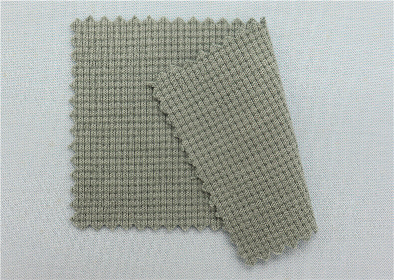 84% Cotton 16%polyester Waffle Jacquard Double Sided Knit Fabric 420GSM 180cm