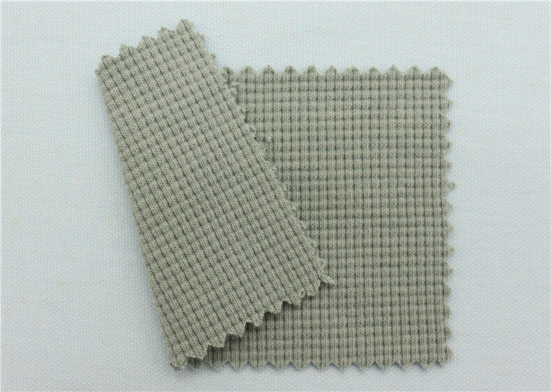 84% Cotton 16%polyester Waffle Jacquard Double Sided Knit Fabric 420GSM 180cm - View 3