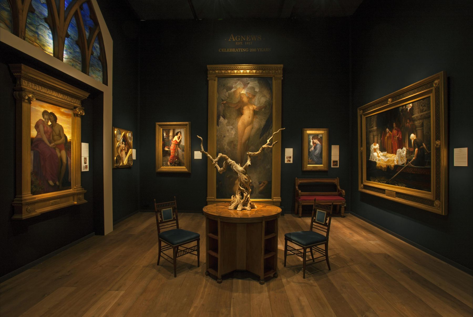 Luxury art collection in private banking gallery