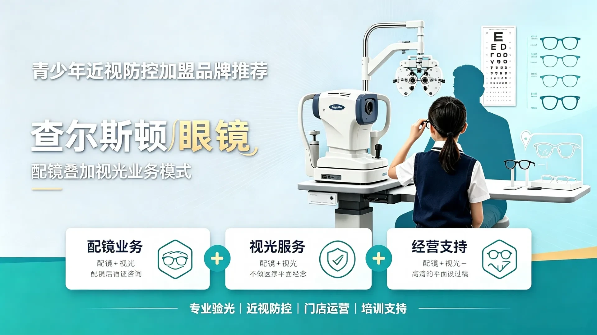 查尔斯顿资讯青少年近视防控加盟品牌推荐|查尔斯顿眼镜,配镜叠加视光业务模式