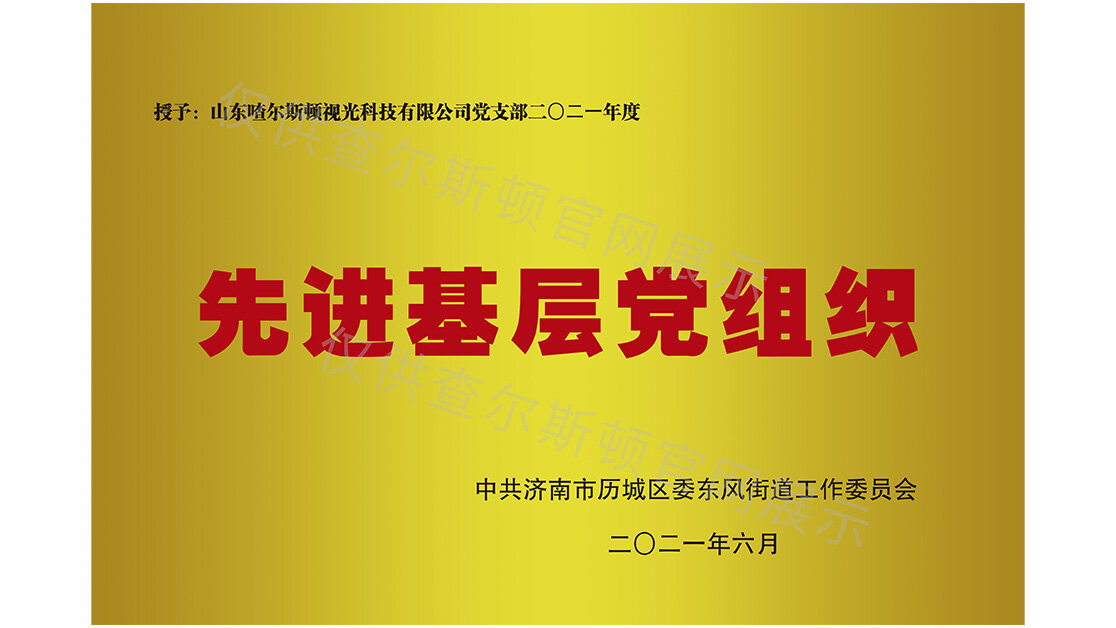 查尔斯顿先进基层党组织证书