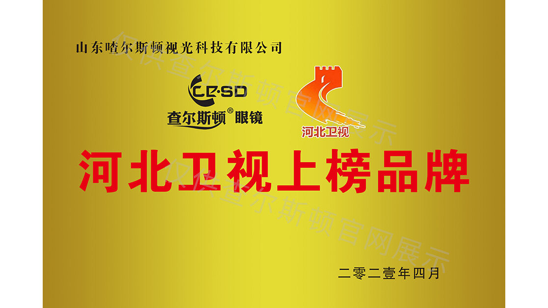 查尔斯顿河北卫视广告投放品牌证书