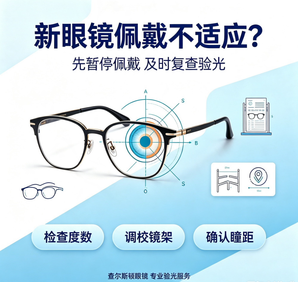 查尔斯顿资讯发现新眼镜不适应,可从以下六个方面尝试找找原因!
